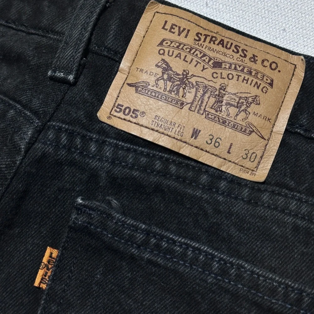 Vintage 90s Levi's 505 Jeans Mens 32x30* Orange Tab Regular Straight Faded Black